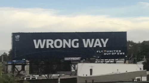 a large billboard with white text