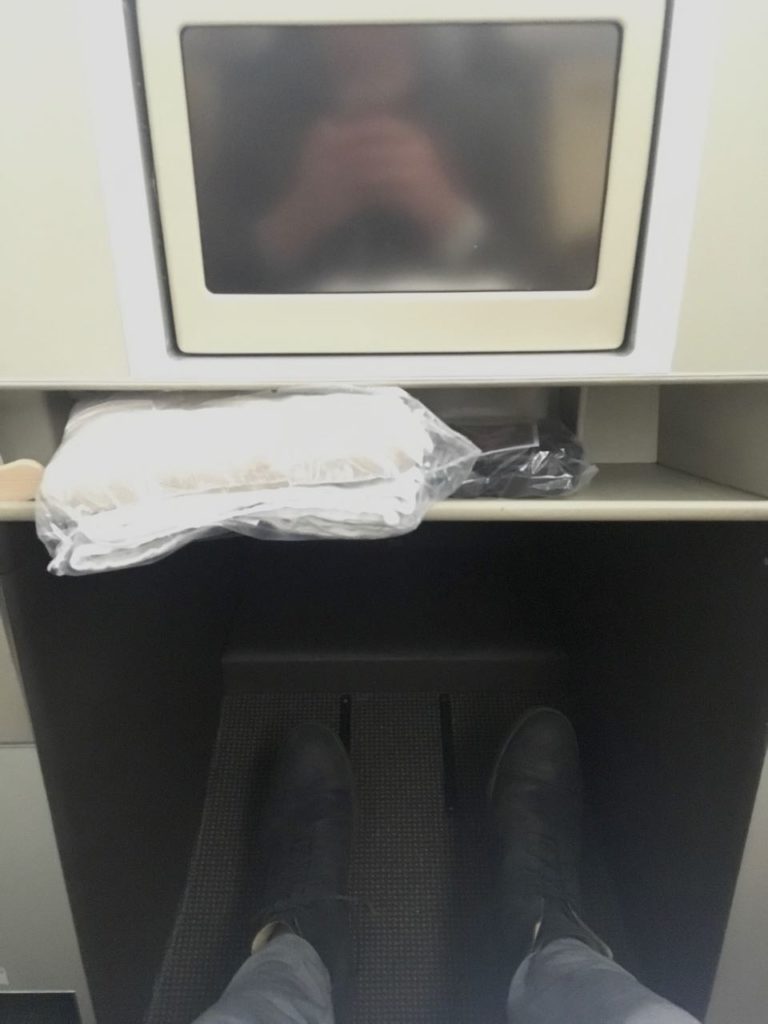 a person's feet in a microwave