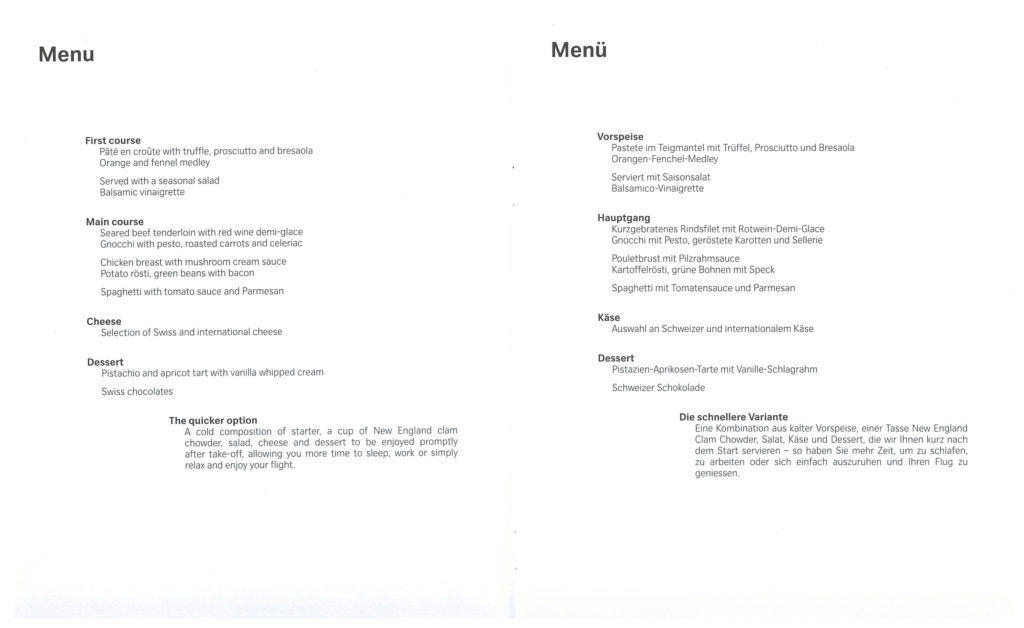 a menu with text and images