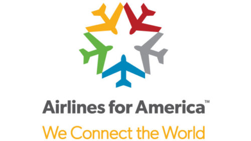 a logo with airplanes in the center