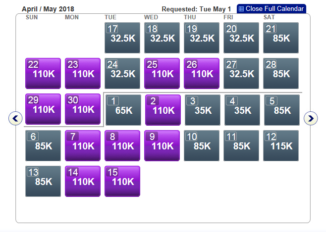 First Class award availability on American Airlines' Dallas-Hong Kong flights in May 2018.