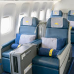 Ukraine International Airlines 777-200ER Business Class Cabin. Photo by the author.