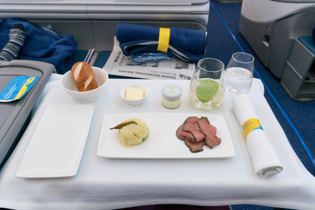 Ukraine International Airlines 777-200ER Business Class Appetizer. Photo by the author.