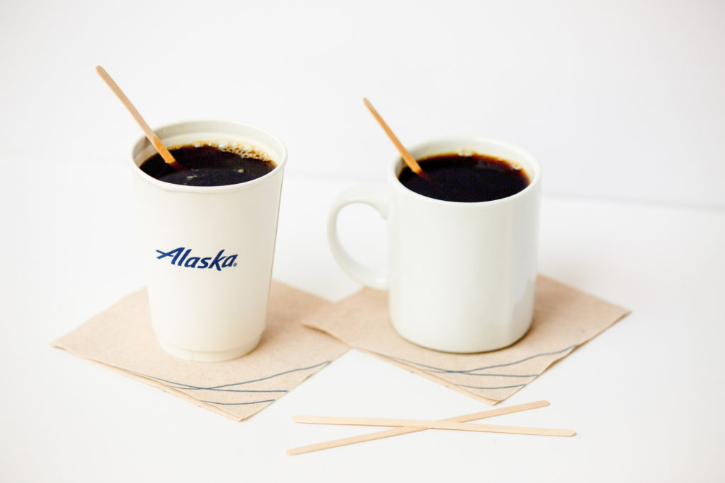 two cups of coffee with toothpicks