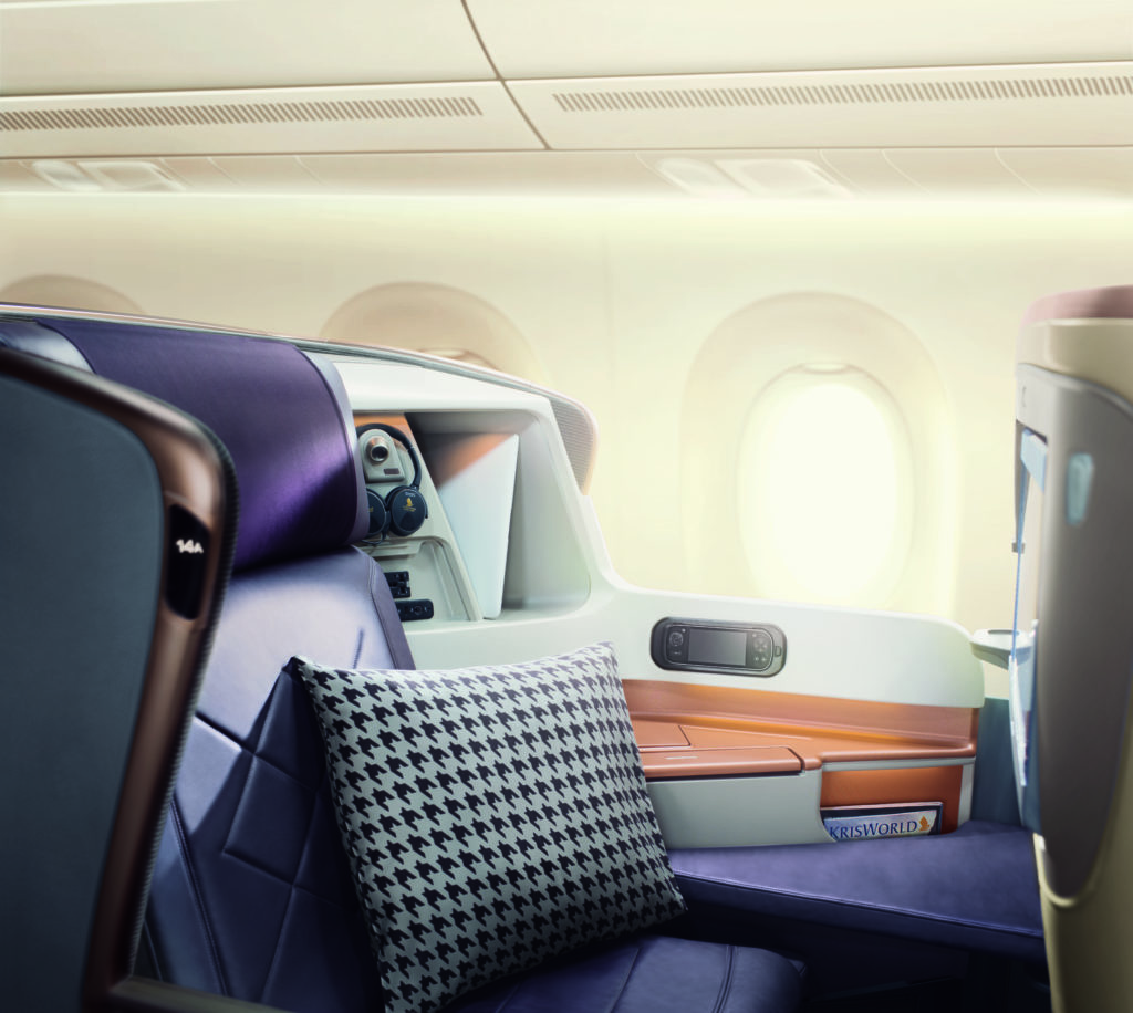 Singapore Airlines Business Class onboard the A350-900ULR that will fly non-stop Newark-Singapore. Source: SIA