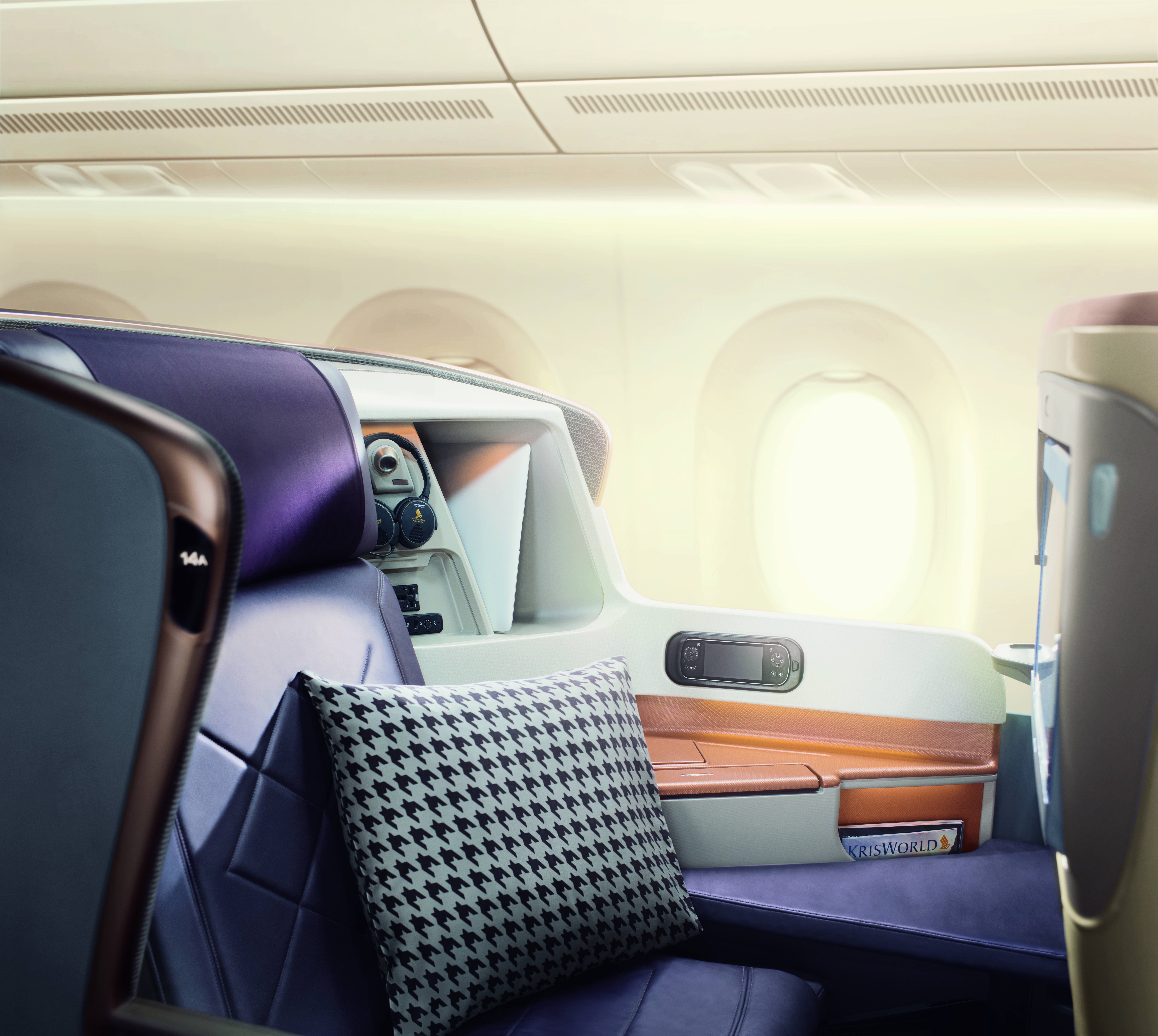 Singapore Airlines Business Class onboard the A350-900ULR that will fly non-stop between Newark and Singapore. Source: SIA