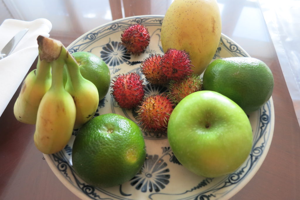 Wonderful selection of fresh fruits in my room each day