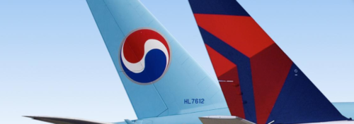 tail of a plane with a logo on it