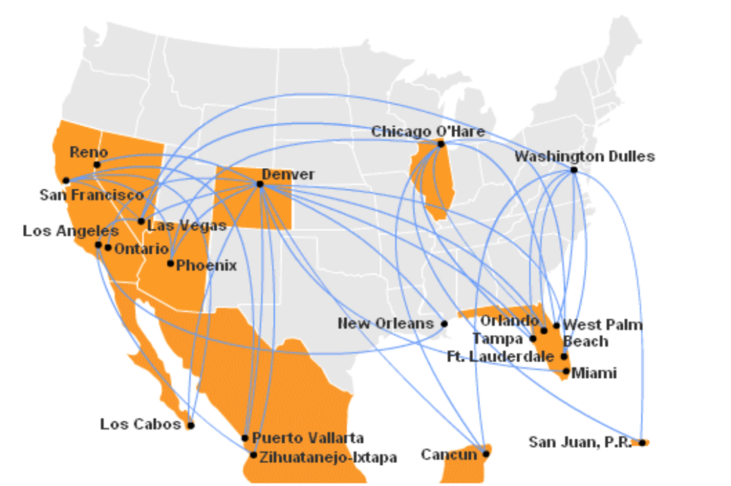 United Airlines Ted Route Map