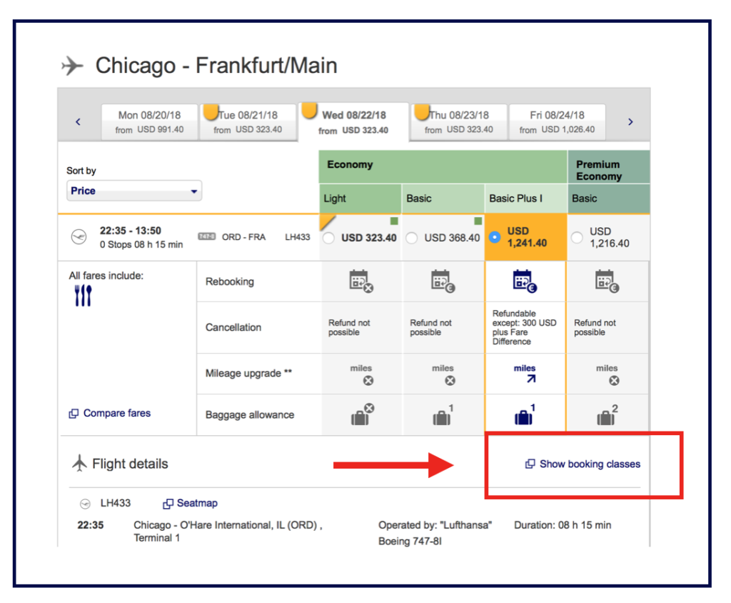 a screenshot of a flight schedule