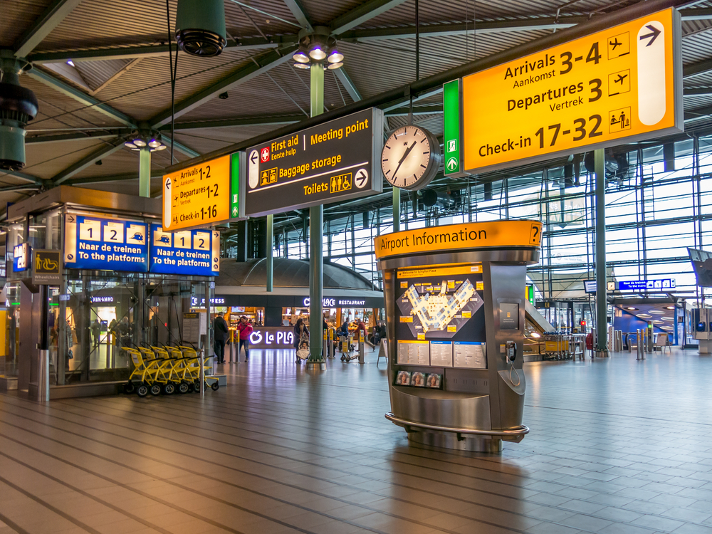 Schiphol Airport has plenty of signage in both Dutch and English. 