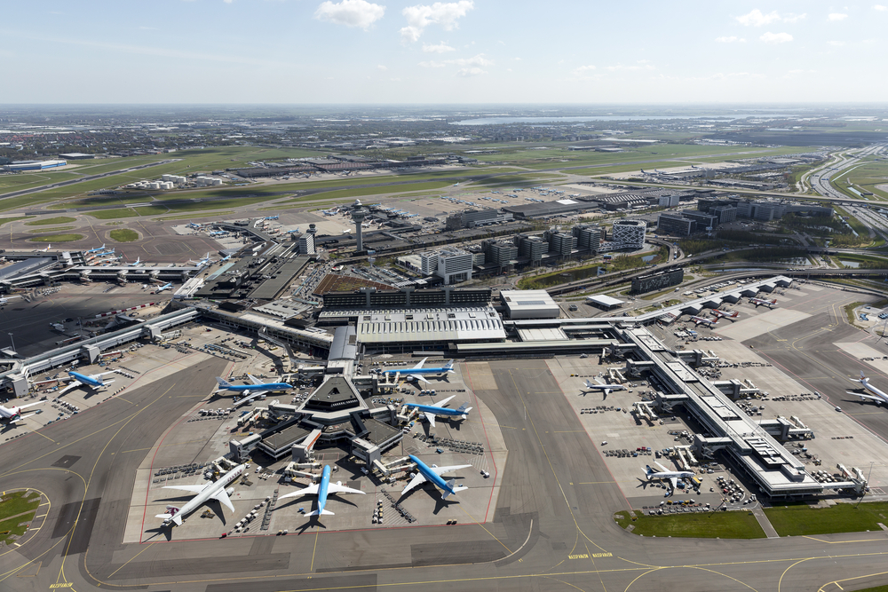 Amsterdam's airport is a single-terminal concept with three large departure halls, each with piers flanking off them.