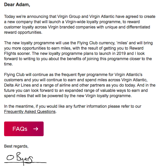 Virgin Atlantic Virgin Australia frequent flyer joint program