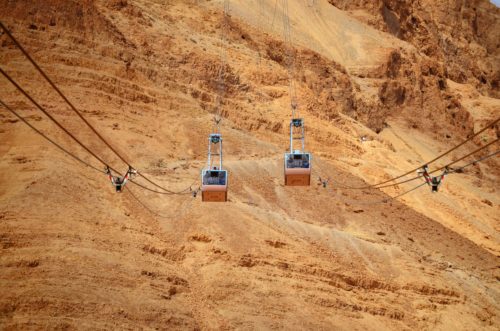 Cable car to Masada. Photo courtesy of Debbie Hudson on Unsplash.