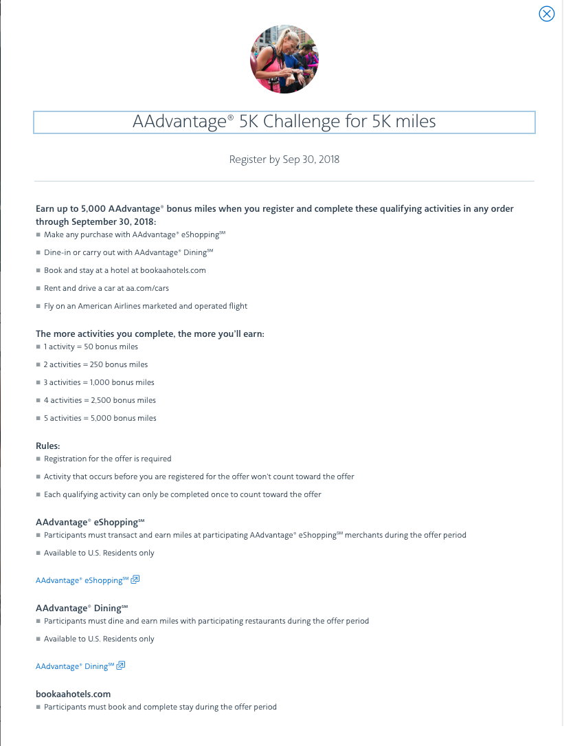 American Airlines 5K Challenge for 5K miles