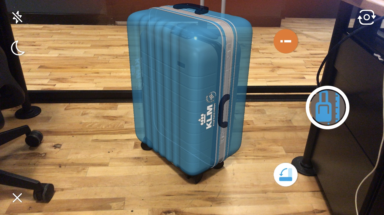 The future is here: overlay KLM's Augmented Reality suitcase onto your own real-life suitcase. 