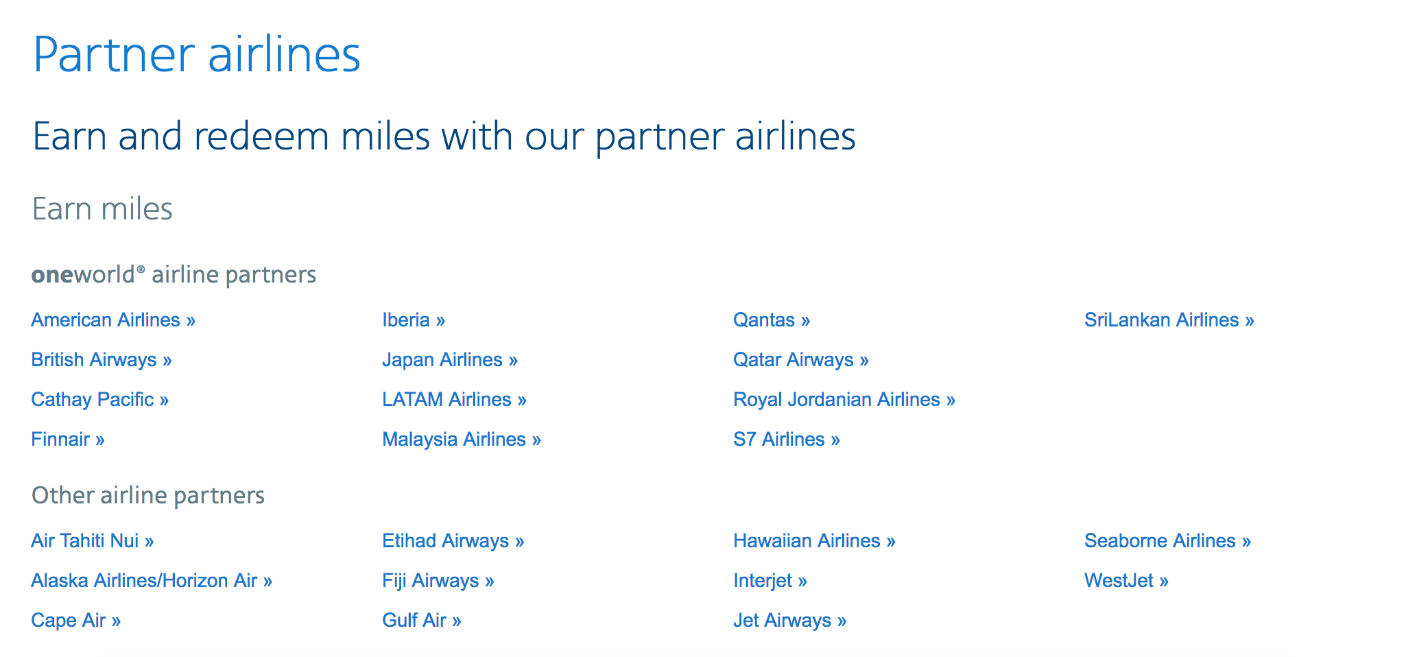 American has both Oneworld and non-Oneworld partners.