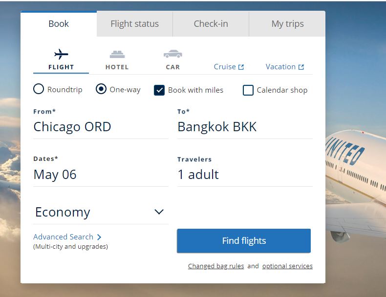 You don't even need to log into your United account to look for award travel.