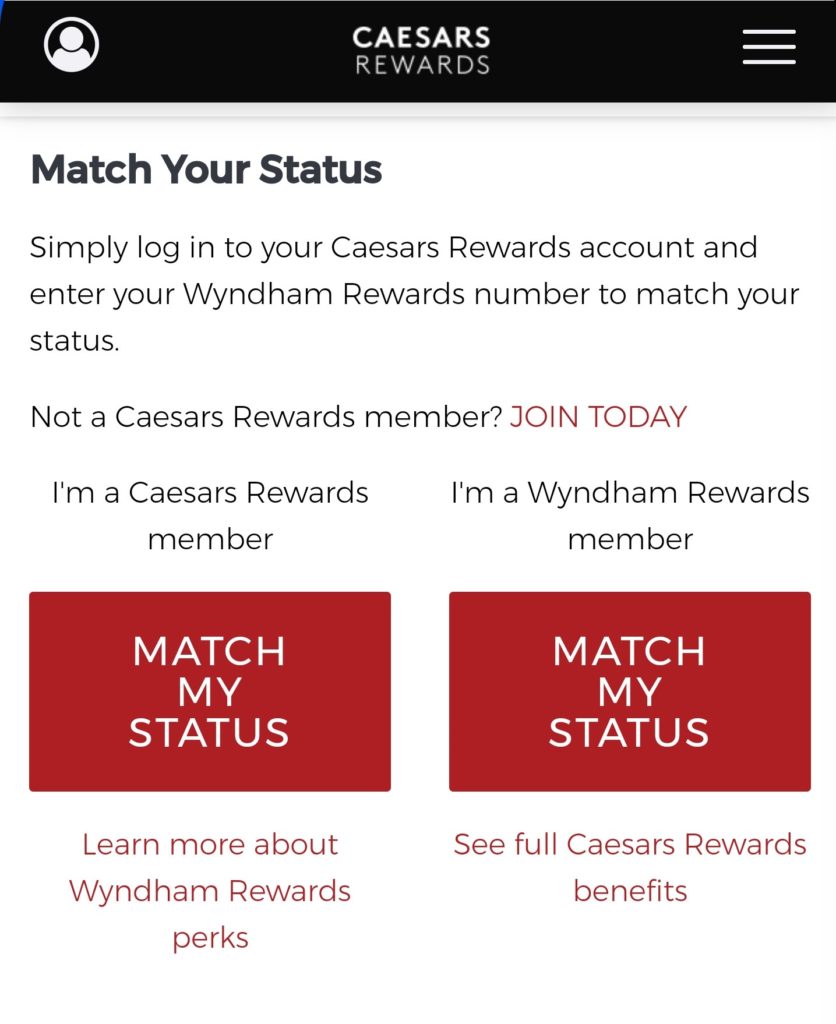 Wyndham and Caesars Diamond Status Match • Point Me to the Plane