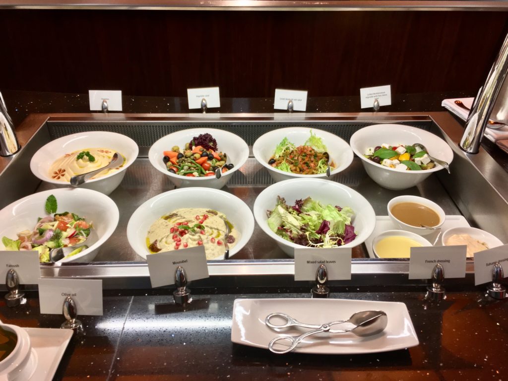 a buffet with different salads