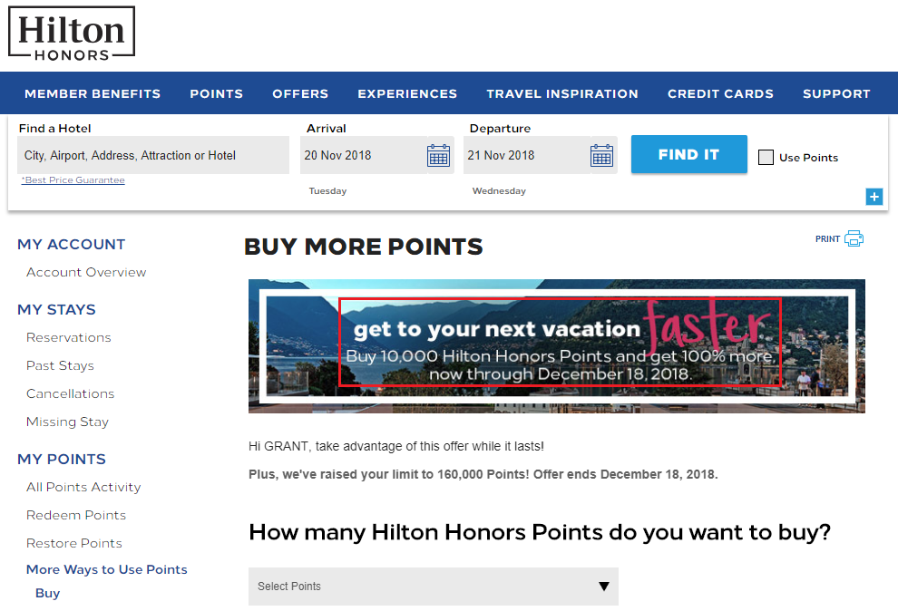 Buy Hilton Honors Points