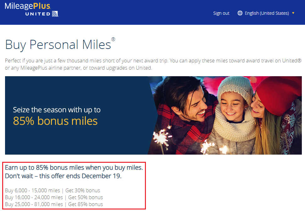 Buy United Airlines Miles