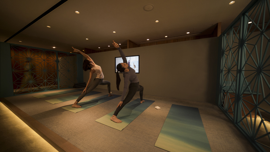The Sanctuary yoga room is a new addition to The Pier Business Class lounge.