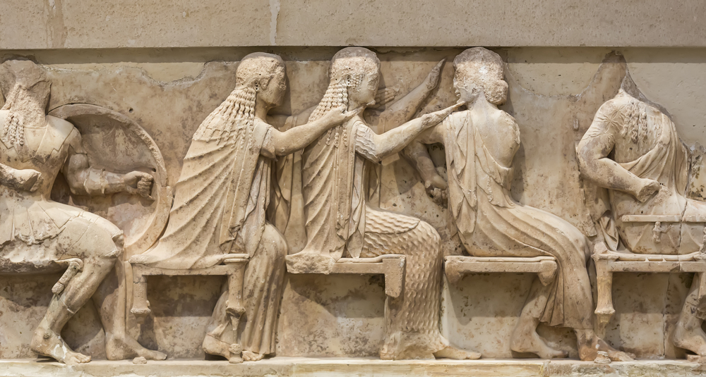 Greek sculpture can be found on temple friezes, painted urns, and more.