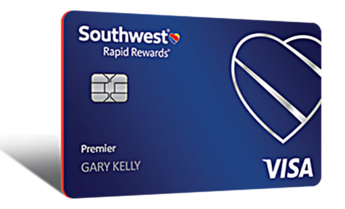 a blue credit card with a logo on it