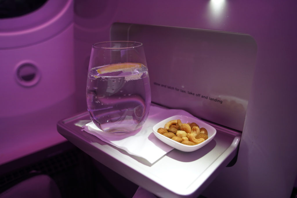 Air New Zealand 787 Business Premier Beverage and Mixed Nuts