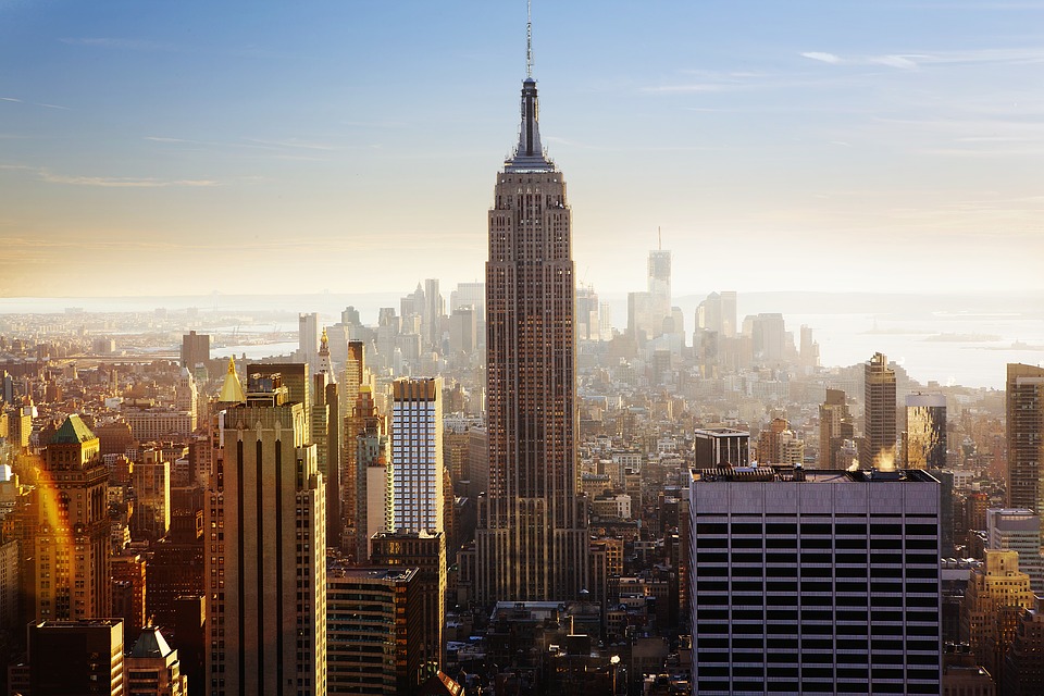 Empire State Building skyline with tall buildings