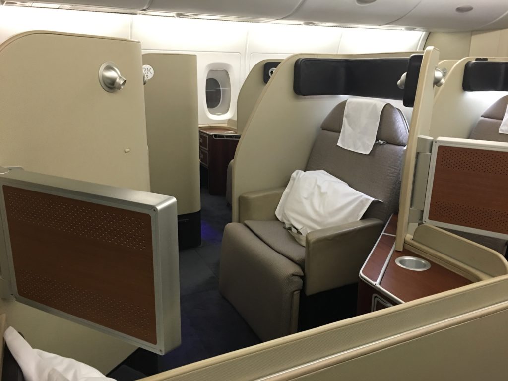Qantas First Class suite onboard the A380. Photo by the author.