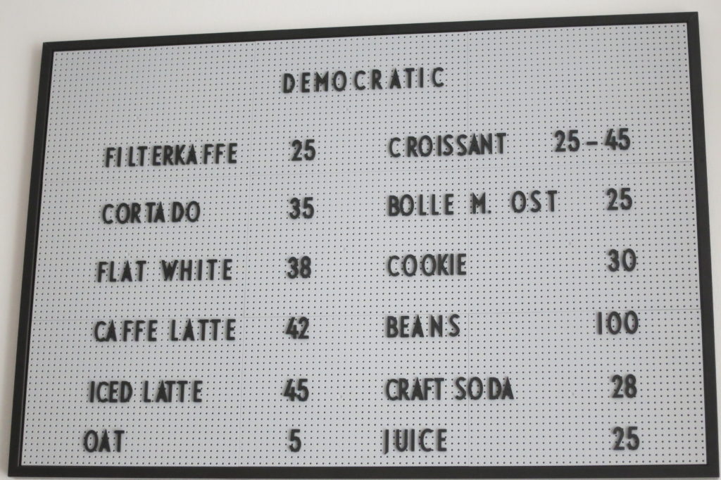 Menu at Democratic