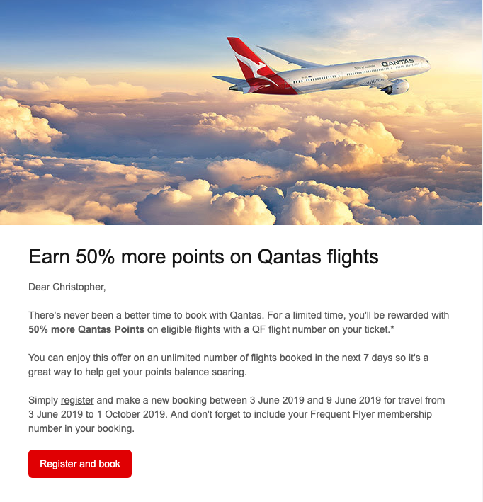 qantas miles promotion