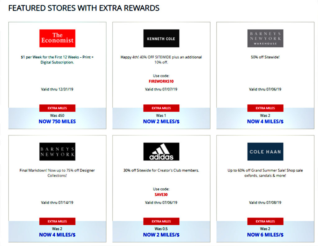 Delta SkyMiles Shopping Extra Miles Offers