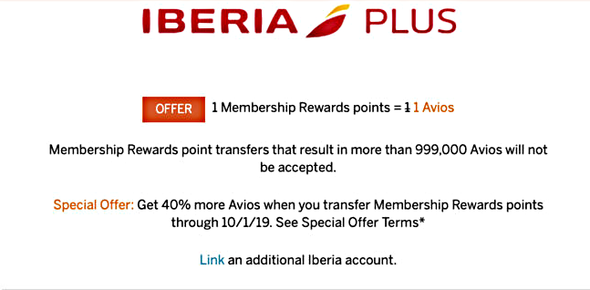AmEx Iberia Plus 1-1 Transfers 999000