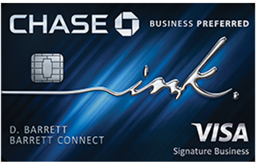 a credit card with silver text and a blue background
