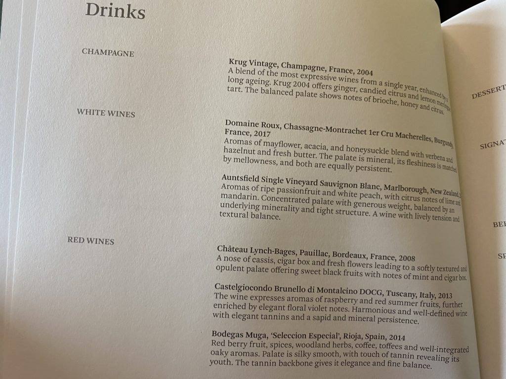 cathay pacific first drinks menu