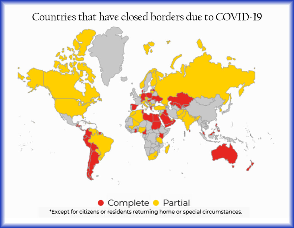Countries Closed Borders for COVID-19 Coronavirus