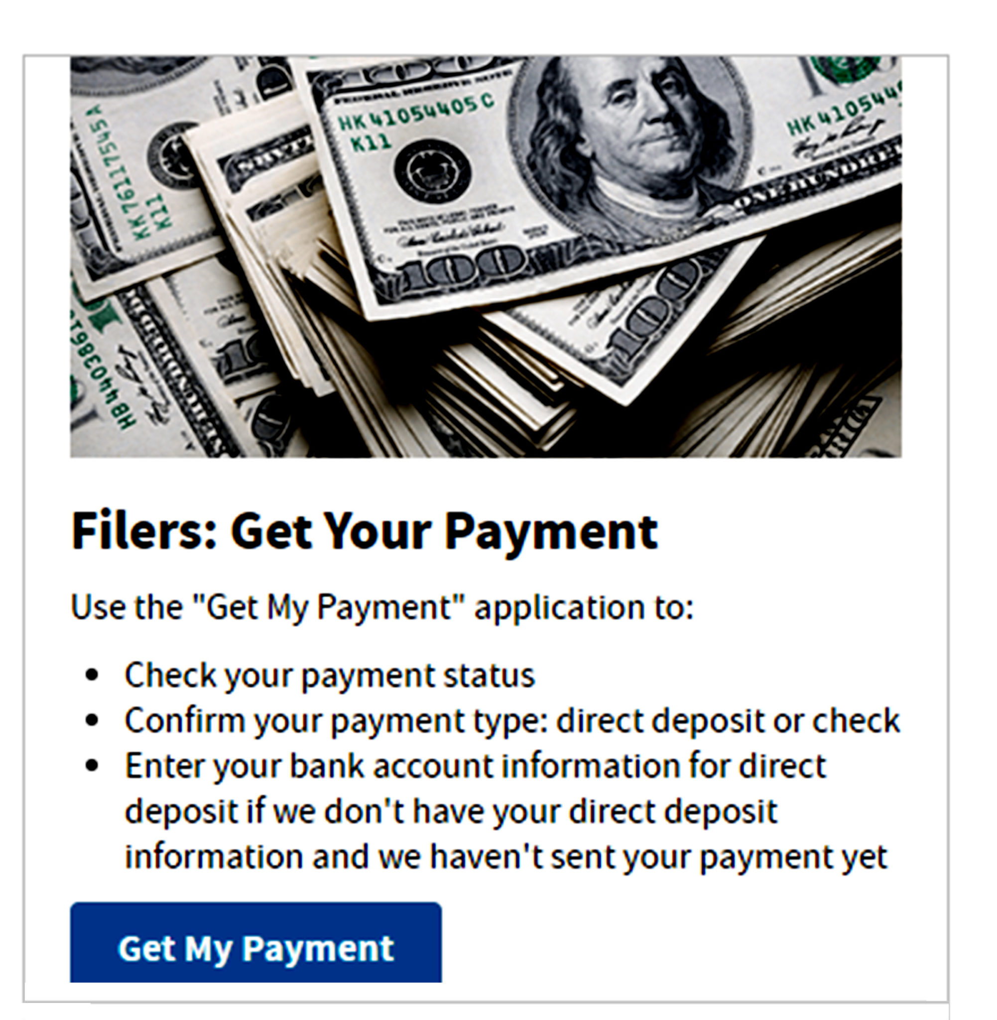 Irs Get My Payment Site Check Status Of Your Stimulus Payment 8211