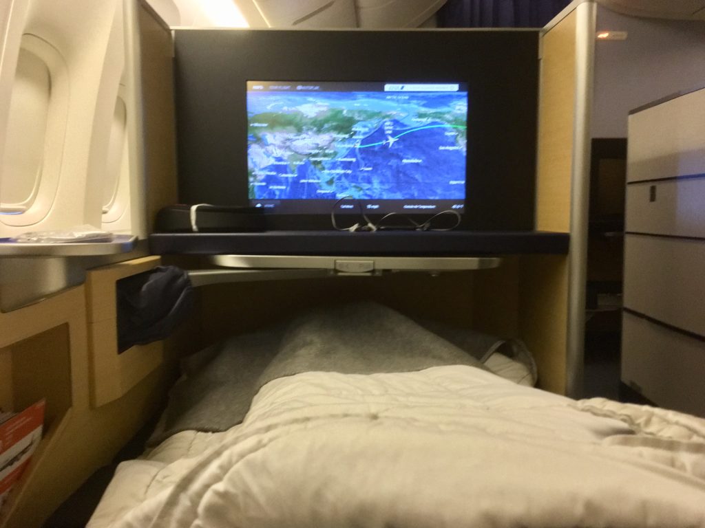 a tv on a bed