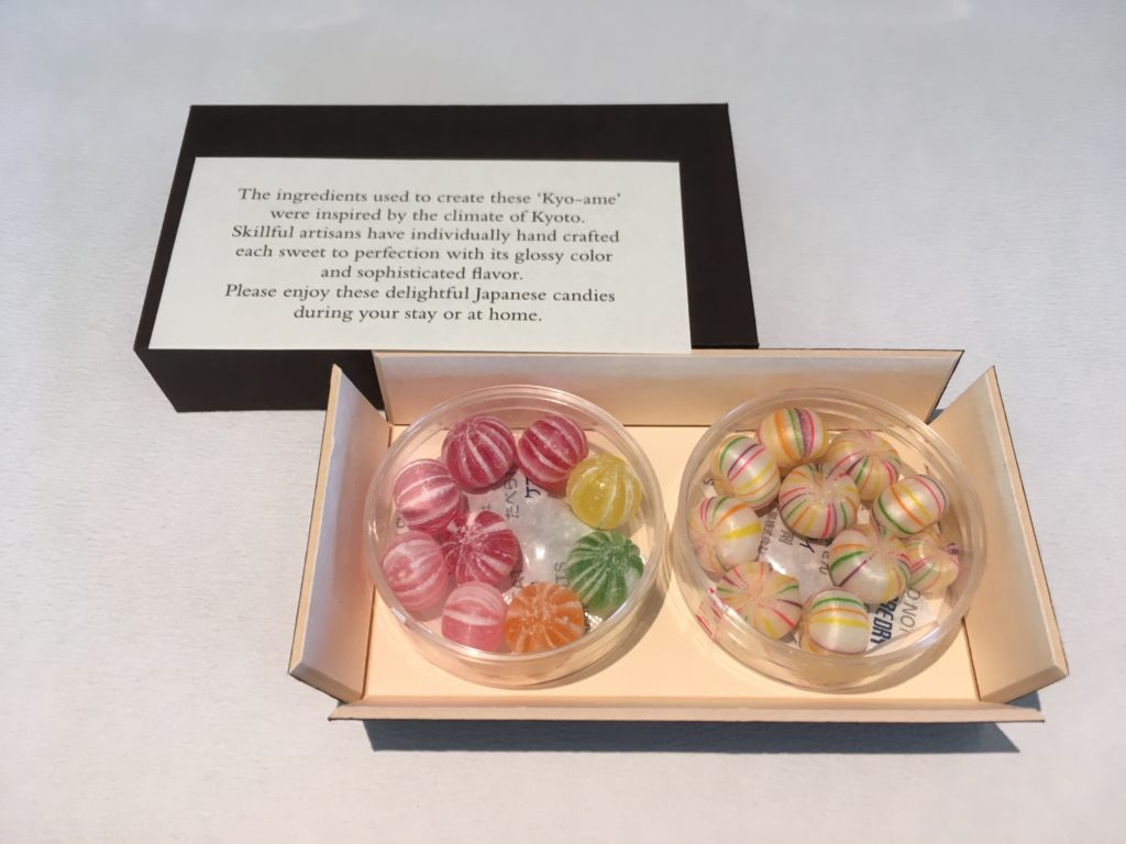 a box with round candies in it