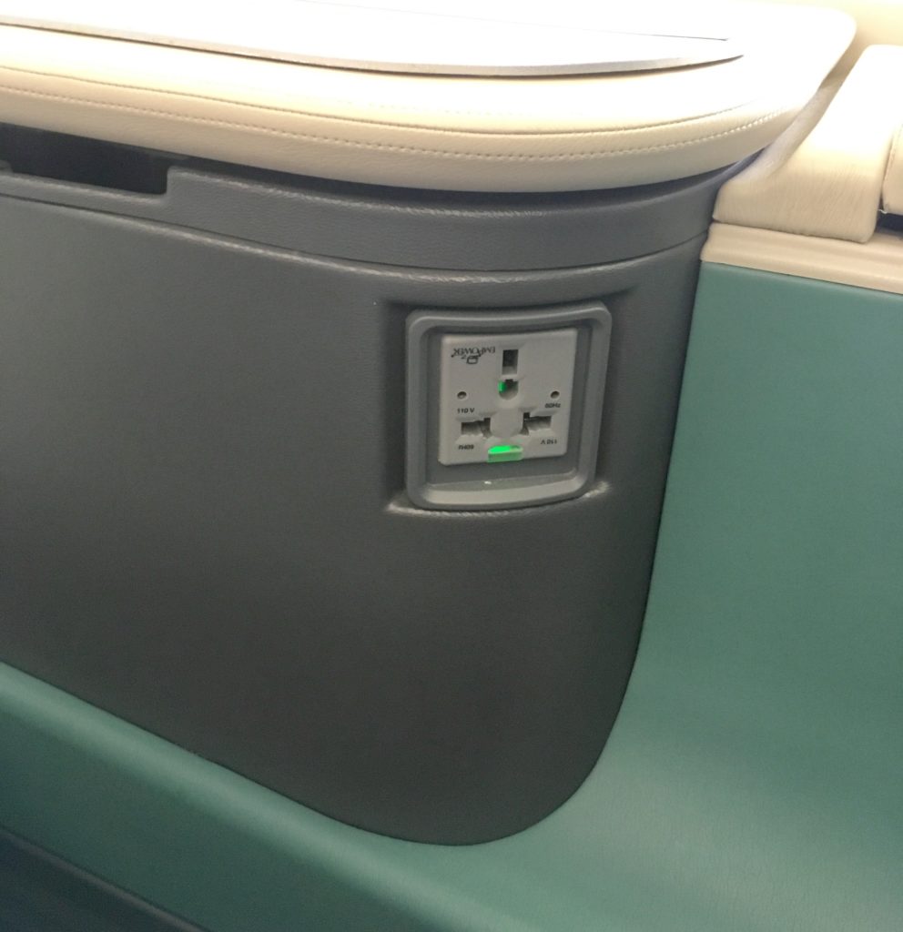 a power outlet on a seat