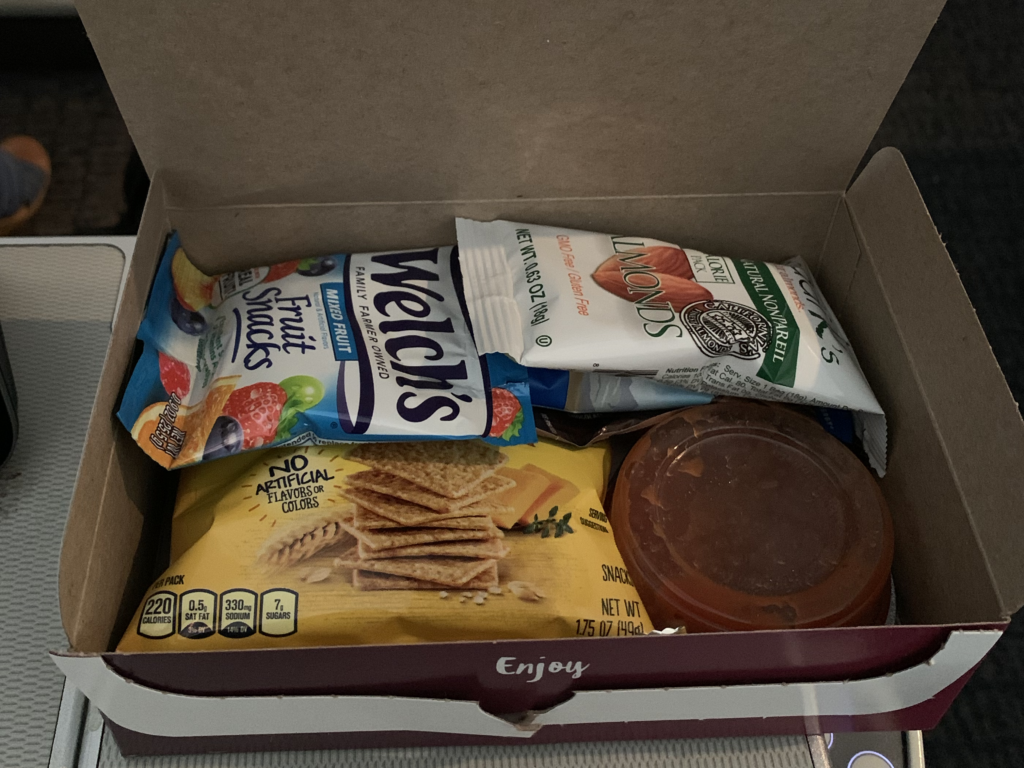 Eastern Airlines business class snack box