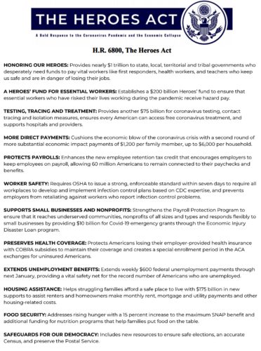 Overview of H.R.6800 - 116th Congress (2019-2020) The Heroes Act