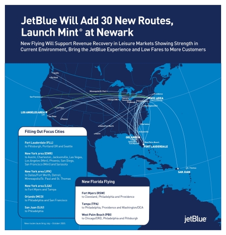 JetBlue Adding 30 Routes Mint Newark