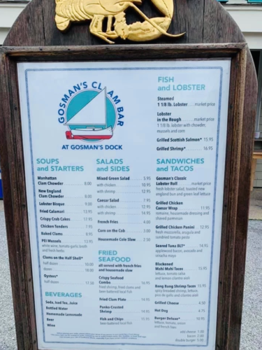 a sign with a menu