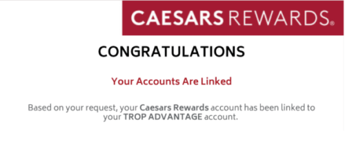 Caesars Rewards Status Match Link Confirmation