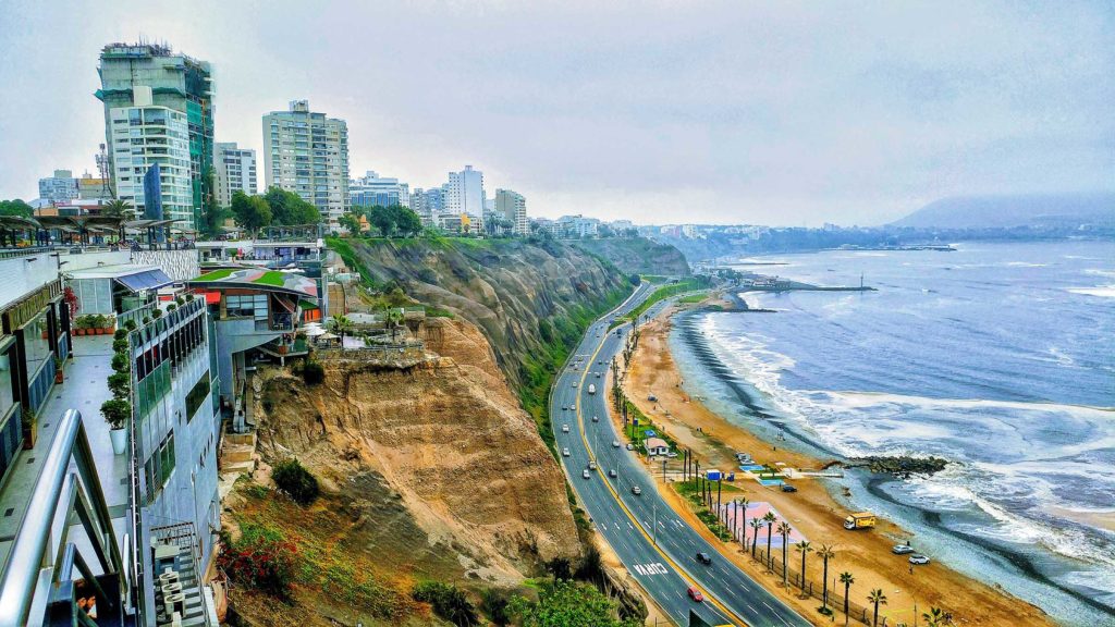 Cliffs Overlooking Pacific Ocean Lima Peru
