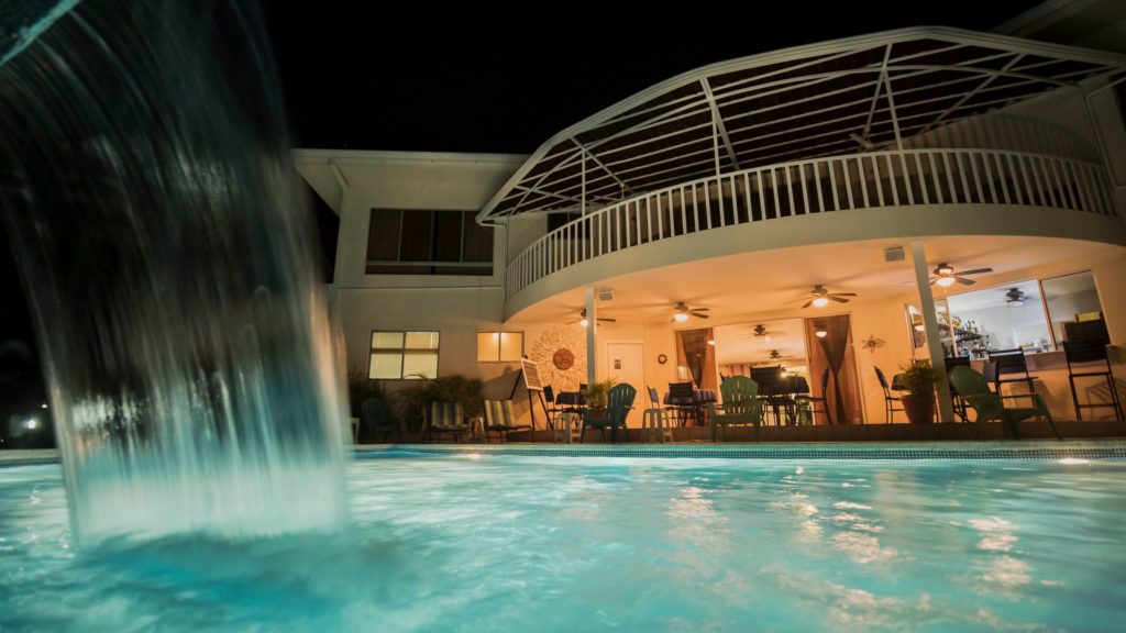 Waterfall into pool at The Hideaway Hotel near Samara Beach, Costa Rica